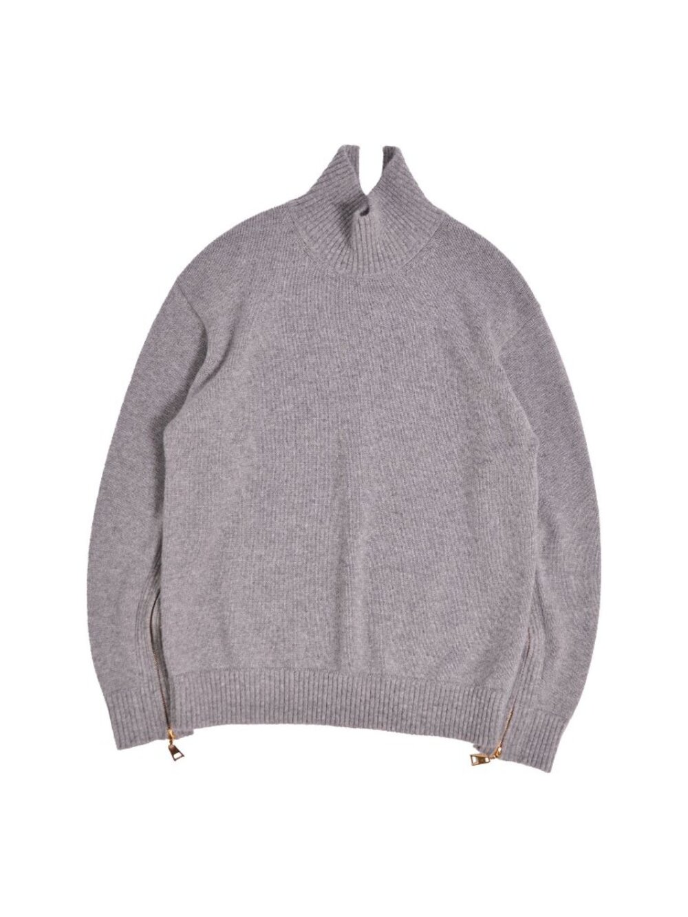 Louis Vuitton Knit Sweater High Neck Long Sleeve Top Cashmere Cotton Gray XS